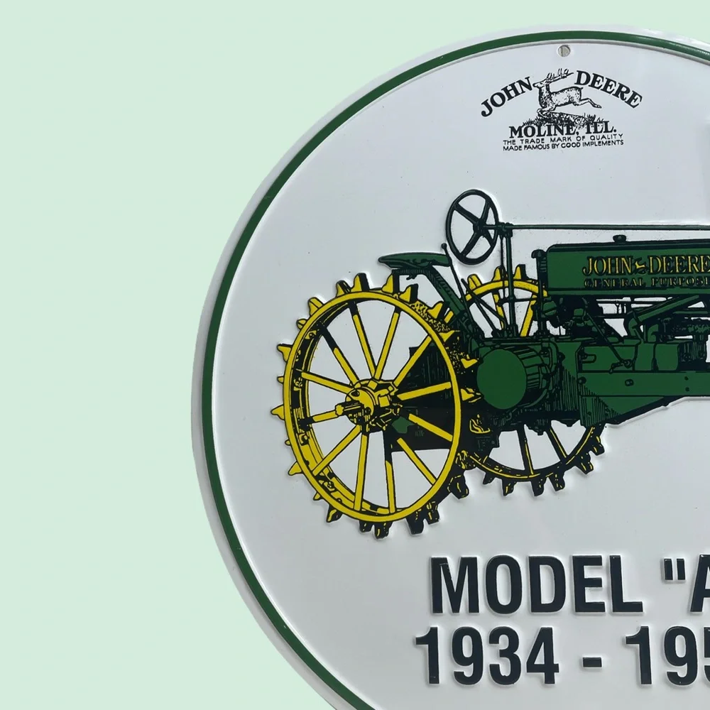 Vintage John Deere Licensed Product Model A Round Metal Sign Wall Decor